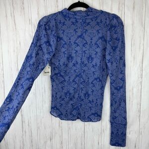 Free People NWT blue long sleeve blouse
